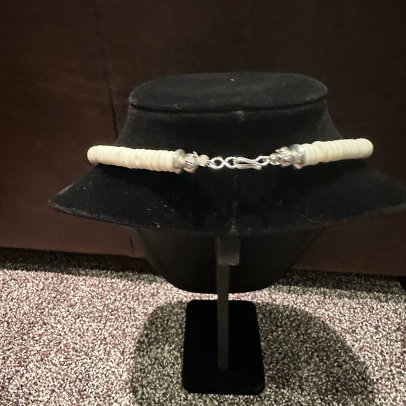 Hand Crafted Elegant White Bone & Sterling Silver  Beaded Necklace - Picture 4 of 4